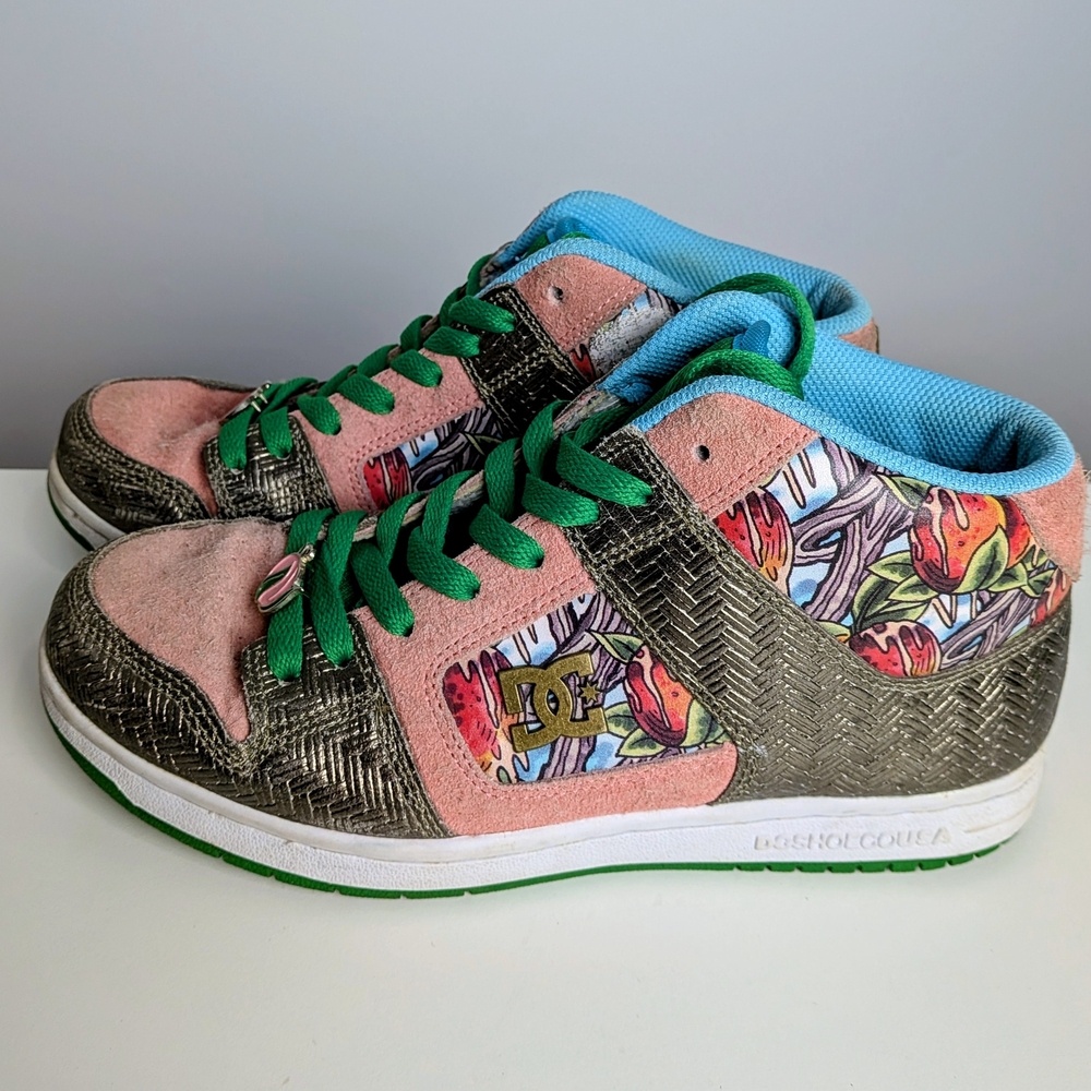 DC Floral Panel High-Top Sneakers in Pink, Green, Blue